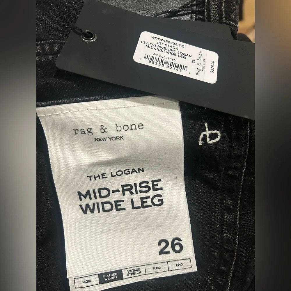 NWT Logan Wide-Leg Jeans Featherweight in Black Size 26 - Picture 6 of 7